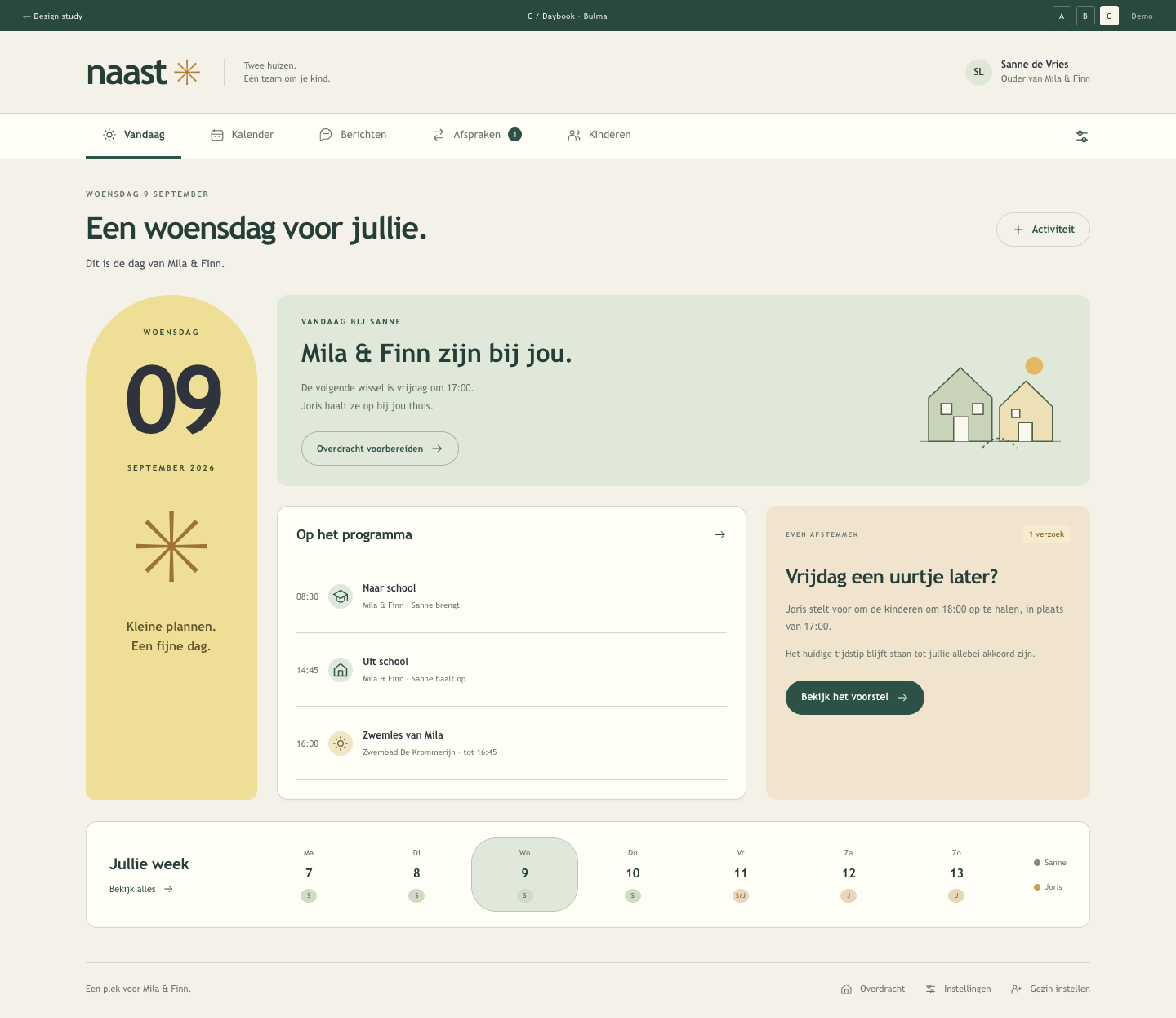 Daybook: Today desktop design