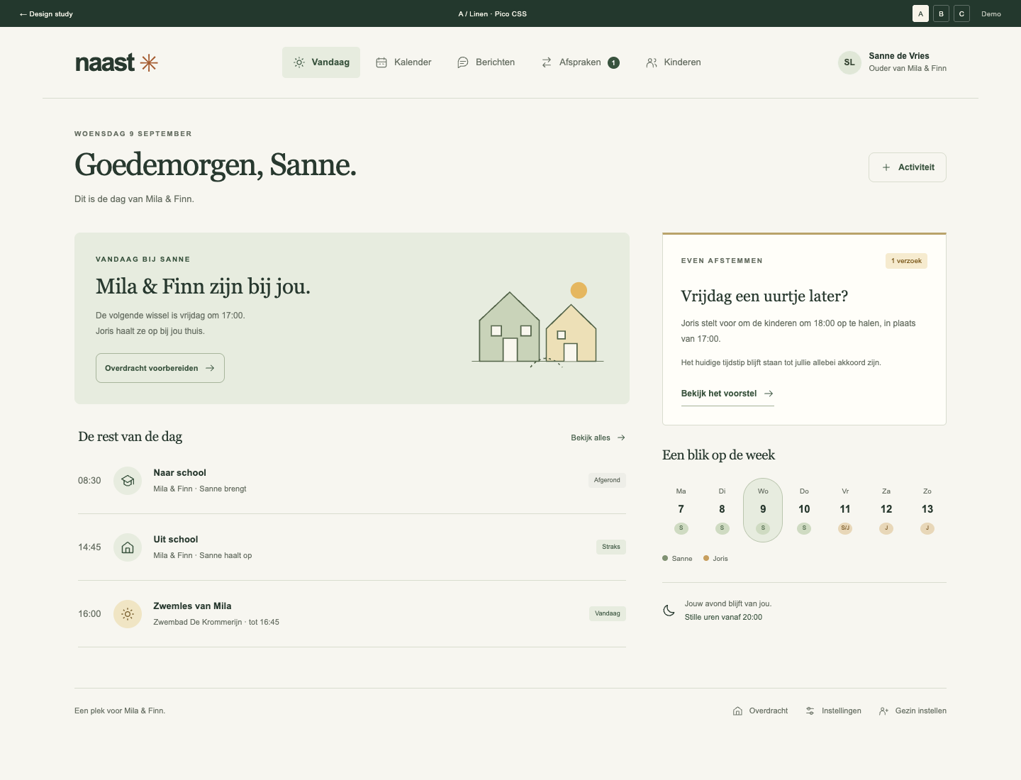 Linen: Today desktop design